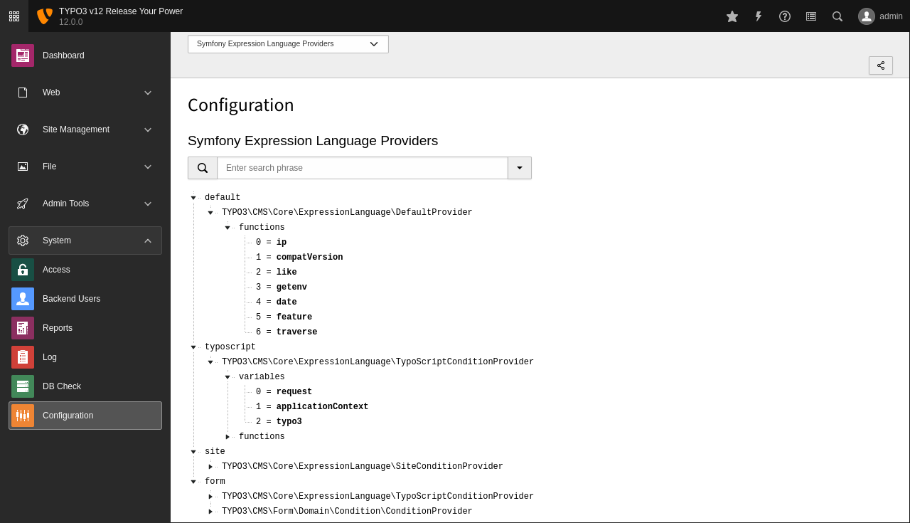 Fournisseurs de langage d'expression Symfony